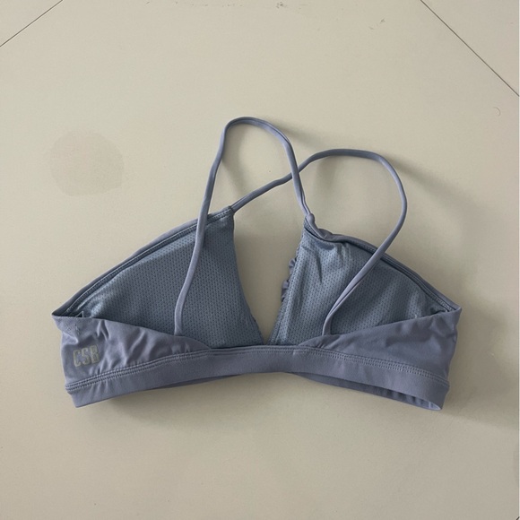 CSB cross front crop top, size S, light blue, like new - Picture 2 of 2
